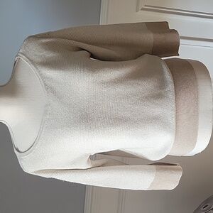 White House Black Market Cream Metallic Gold 3/4 Sleeve Sweater Women Size XS